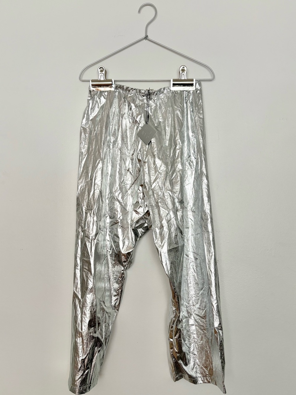 UZI New York Silver Foil drop crotch pant